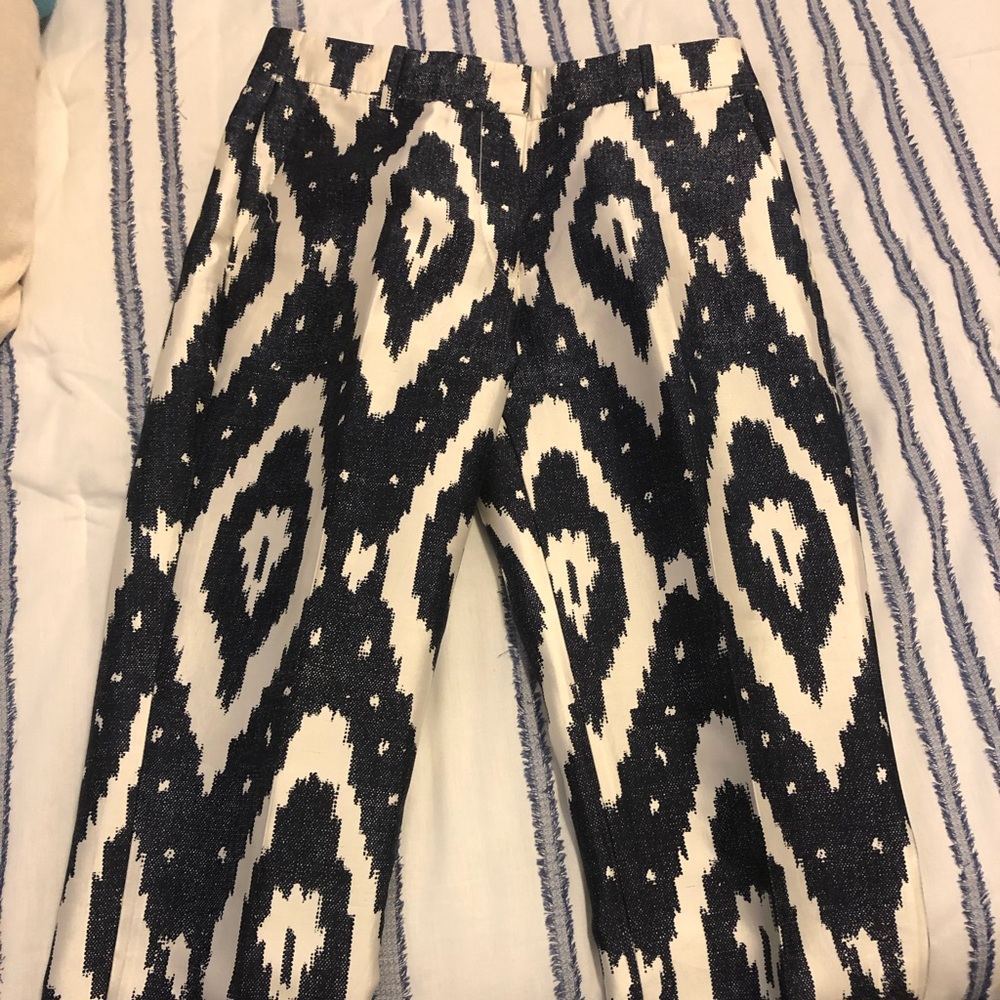 J. Crew Cigarette Pants in Navy Ikat